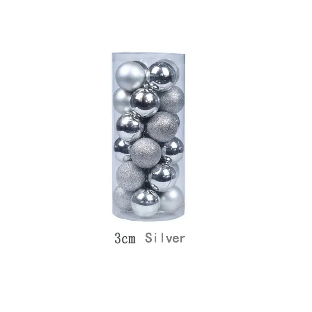 3cm Christmas Tree 24pcs Ball Baubles Plastic Props Xmas Birthday Decorations Glitter Hanging Holiday Matte Ornaments Wedding Oasis Select Silver China Mainland
