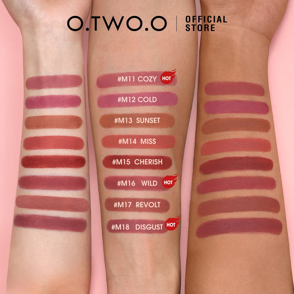 O.TWO.O 8-Piece Matte Lipstick Set – Waterproof & Long-Lasting