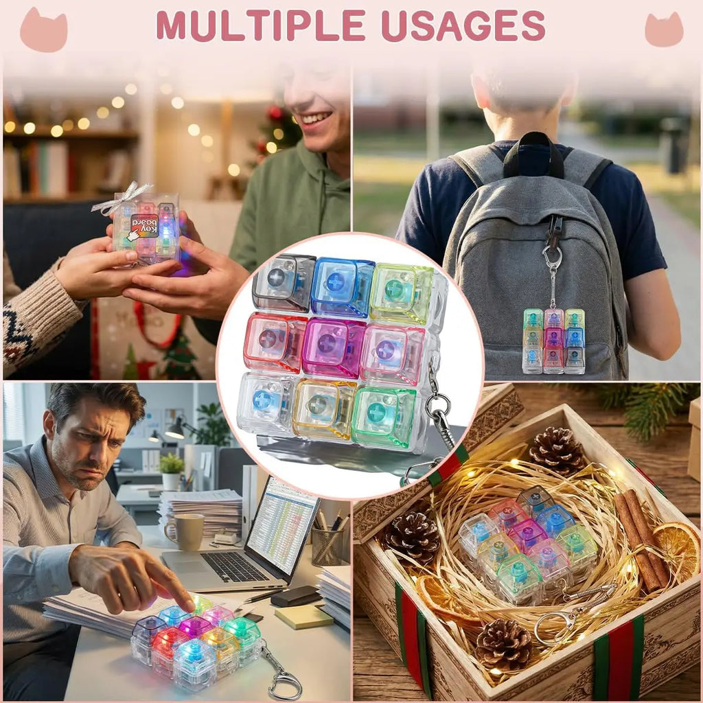 1-20PCS 9 Keys Mechanical Switch Tester Keychain Fidget Clicky Stress Relief for Keyboard Enthusiast Gamer Desk Decor Oasis Select
