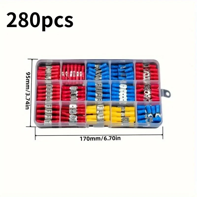 Insulated Electrical Terminal Kit – Spade, Ring, Fork & Butt Crimp Terminal Kit Oasis Select QS183-280pcs