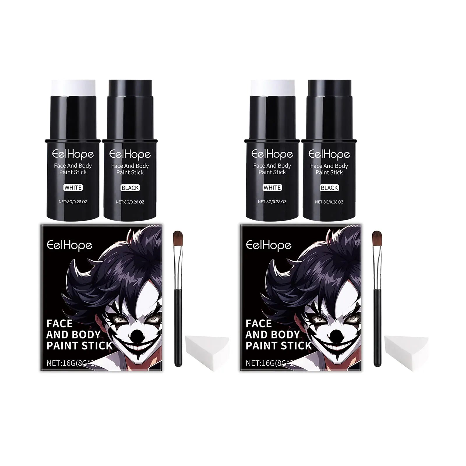 Halloween Black White Face Painting Kit Lasting Waterproof Color Smooth Draw Quick Dry DIY Body Art Painting Pigment Makeup Set Oasis Select 2 X paint stick set
