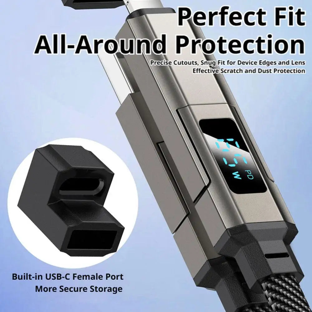 PD 65W USB C to USB C Fast Charging Cable, 4 in 1 Digital Display Type C Keychain Short Mobile Phone Charging Cord Oasis Select