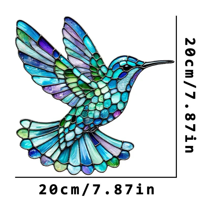 Gorgeous Hummingbird Sun Catcher - 7.87" Acrylic Stained Glass, Hanging Decor for All Seasons, Perfect Home & Garden Gift Oasis Select