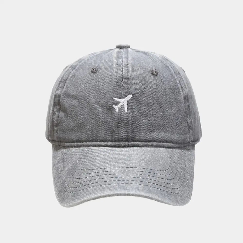 Washed Cotton Airplane Embroidered Baseball Cap Hip Hop Adjustable Peaked Cap Distressed Sunscreen Plane Dad Hat Oasis Select