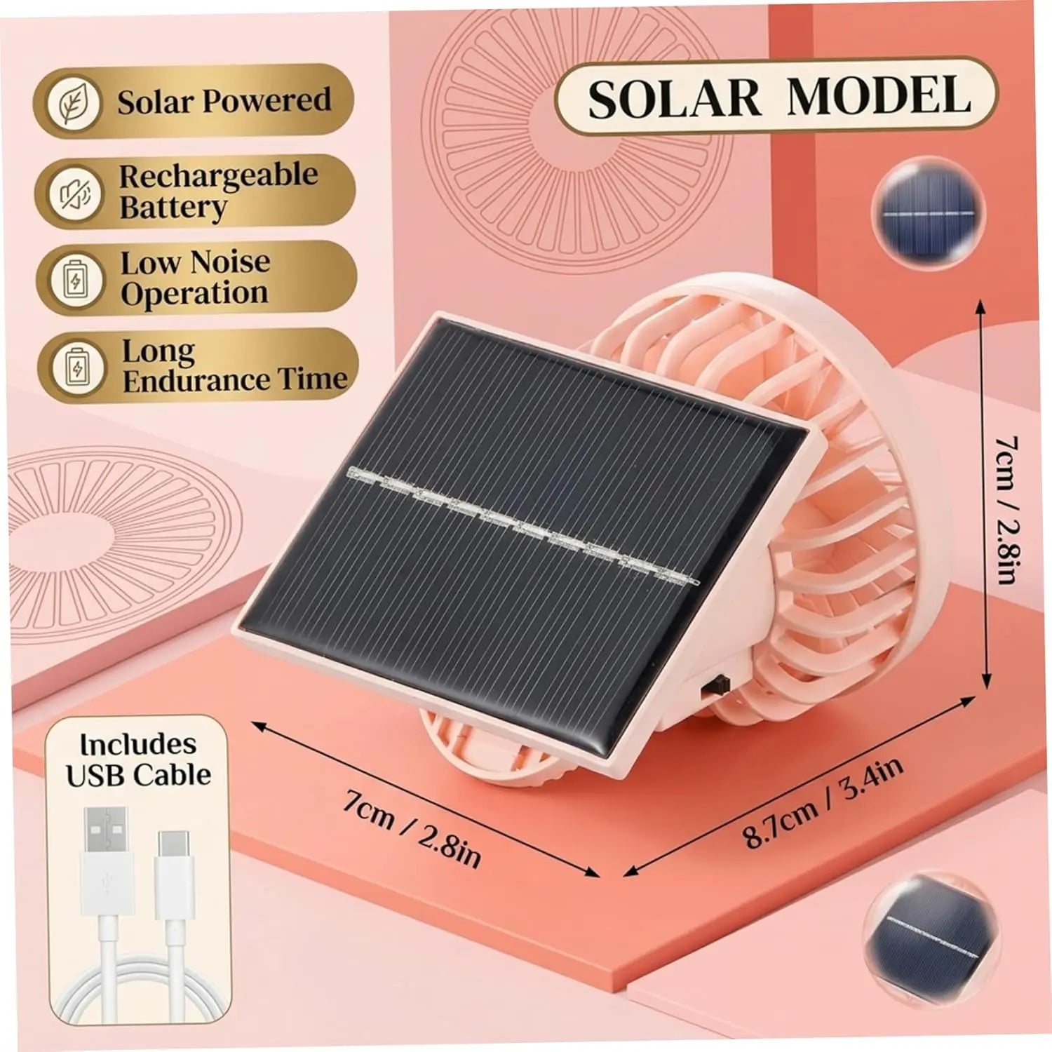 Solar Powered Clip Fan with Adjustable Angle, Portable Personal Cooling Fan for Hat, Desk, Camping, Hiking, Travel, Eco-Friendly Oasis Select