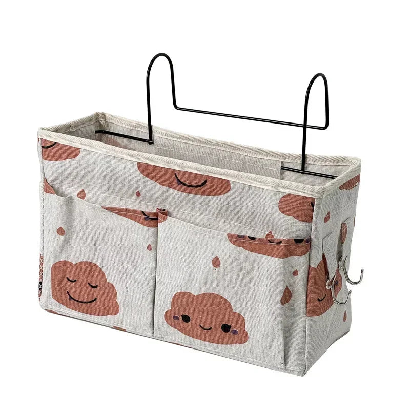Large Capacity No Punch Bedside Hanging Basket Baby Diaper Practical Storage Fence Table Box and Bedside Organizer Bag Oasis Select Red