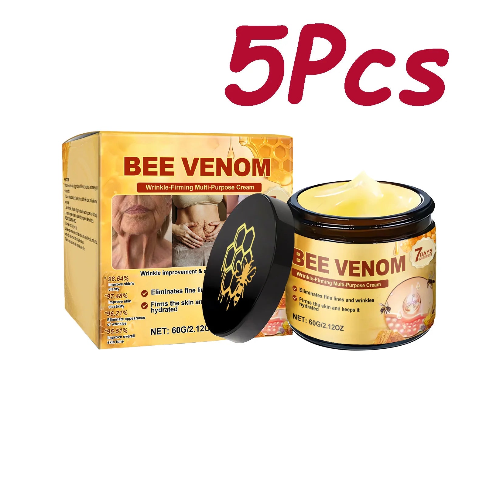 Bee Venom Firming Cream for Sagging Skin Lifting Tightening Anti Wrinkle Fade Fine Lines Hydrating Multi Action Body Cream Oasis Select 300g Boxed