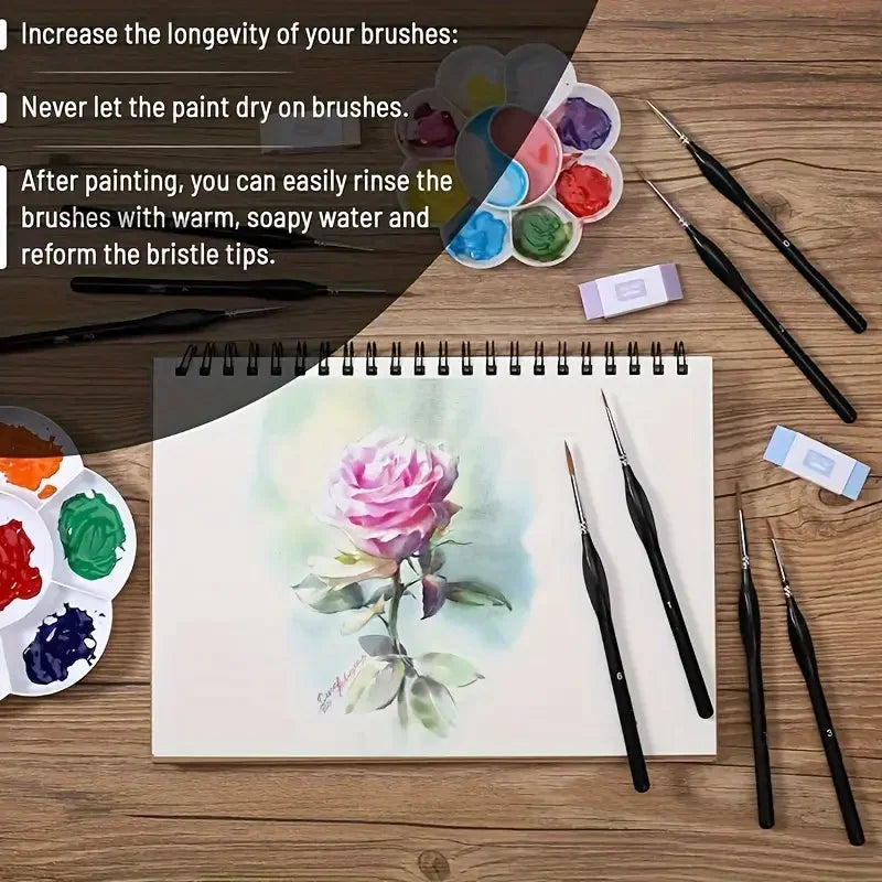 3/6 Fine Brush Set, Suitable for Acrylic Painting, Model Details, and Miniature Art | Precision Crafted Synthetic Nylon Bristles Oasis Select