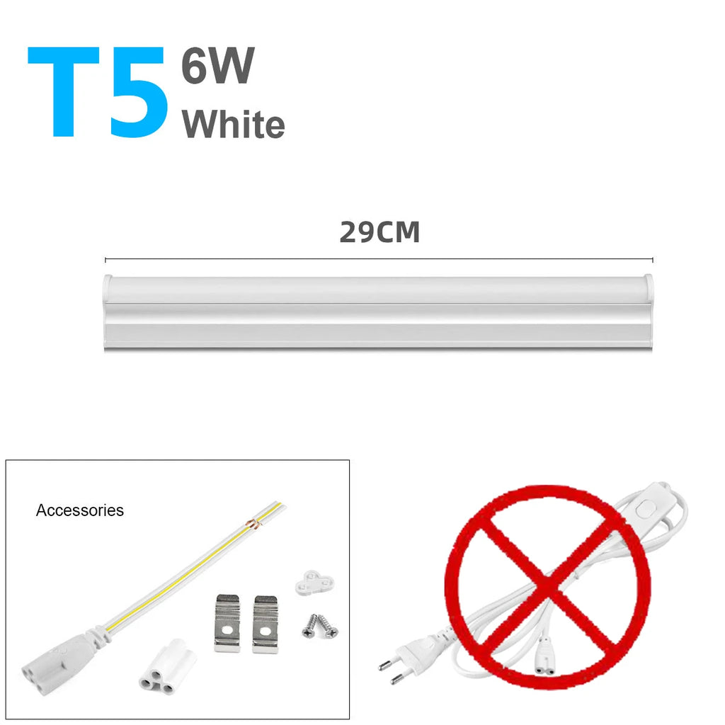 Aluminum LED Light Bar 220V 110V T5/T8 LED Tube 6W 8W LED Fluorescent Tube For Indoor Kitchen Lighting LED Lamp Bulb Wall Lamp Oasis Select 1pcs T5 6W White 29cm