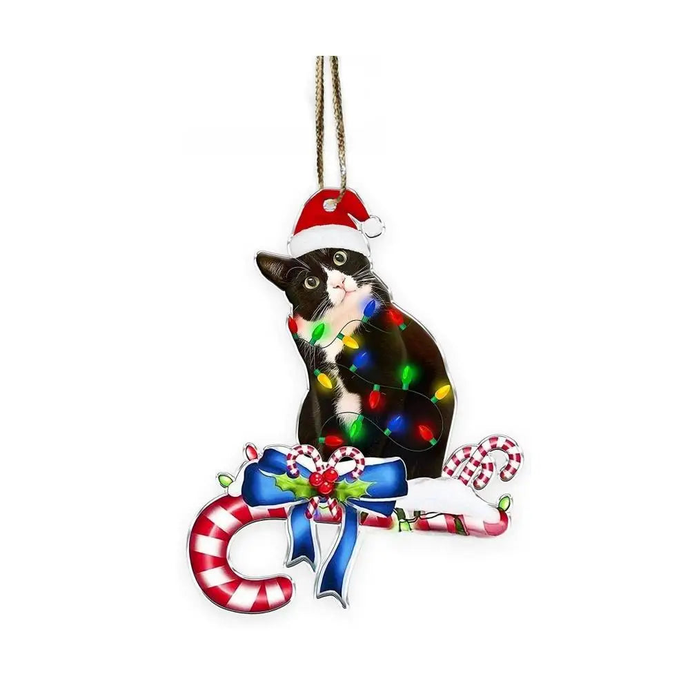 2025 Christmas Ball Cat Ornament 2D Acrylic Funny Cat Ornaments Christmas Tree Cat Hanging Decorations Home Party Xmas Decor Oasis Select 03