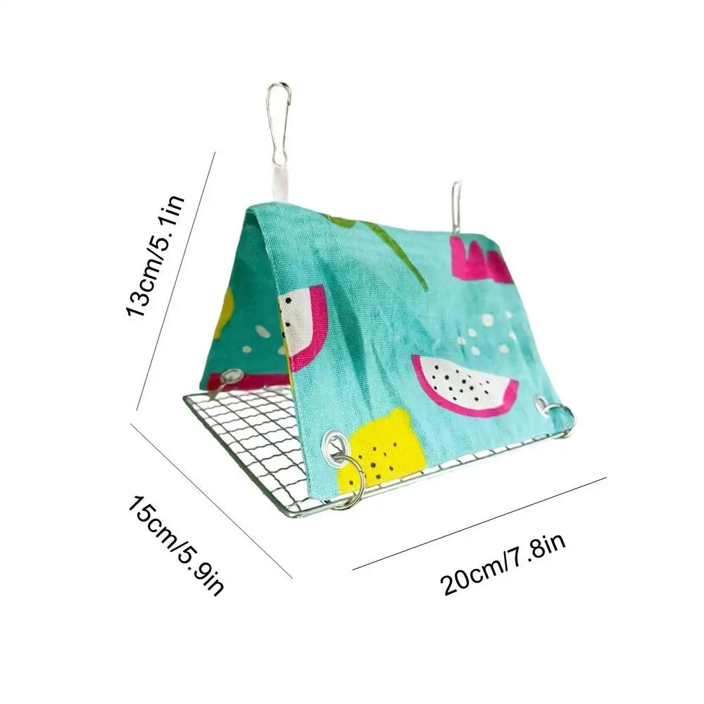 Print Bird Bed Mini Cage Squirrel Mat Guinea Pig Nest Hamster House Small Animal Sleeping Bed Pet Hanging Cage Bird Supplies Oasis Select Blue