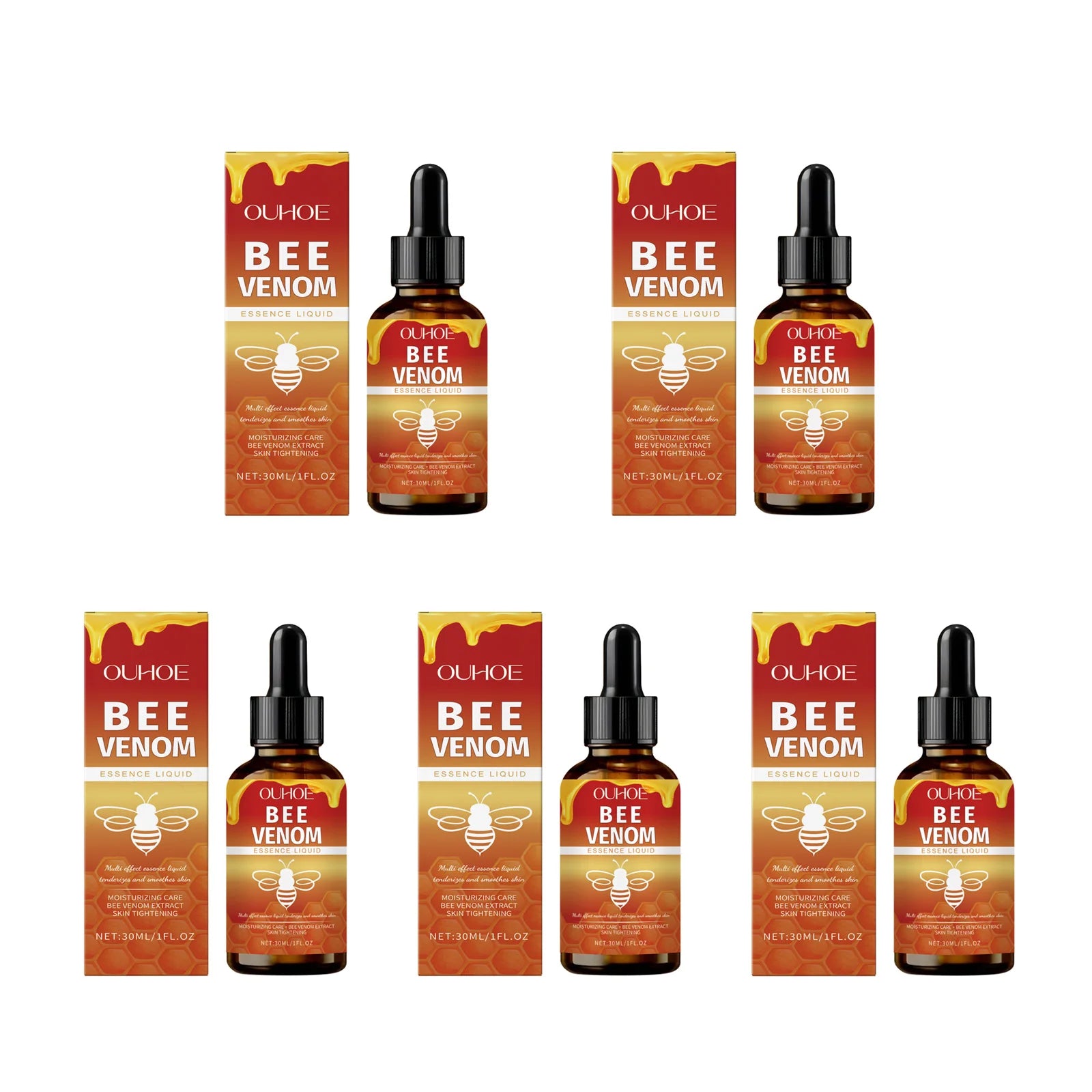 Bee Venom Firming Serum Lifting Tightening Fades Fine Lines Hydrating Brightening Facial Skin Treatment for Firmer Radiant Skin Oasis Select 5 x 30ml Boxed