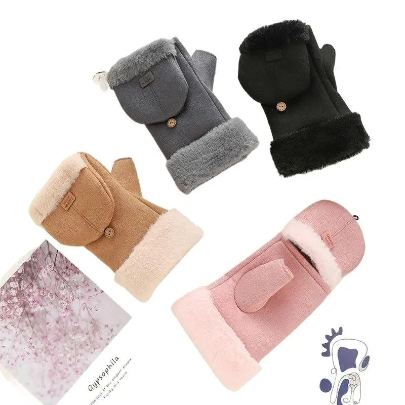 Women's Plush Flip-Top Touchscreen Winter Gloves | Warm Knit