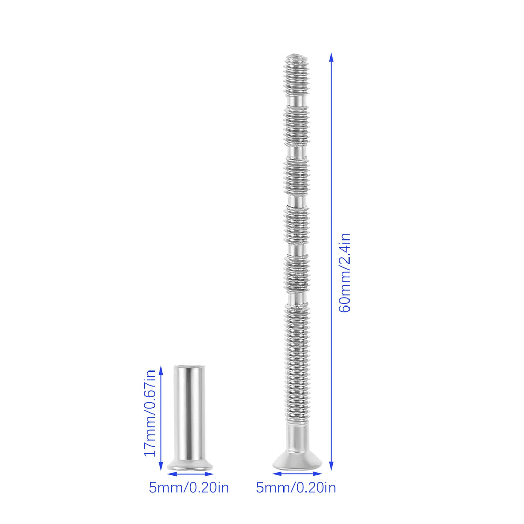10 Sets Iron Cuttable Bamboo Screws Suitable for Furniture Hardware Door Handles,rosettes and Eye Bolts M5*60mm and Nuts M5*17mm Oasis Select