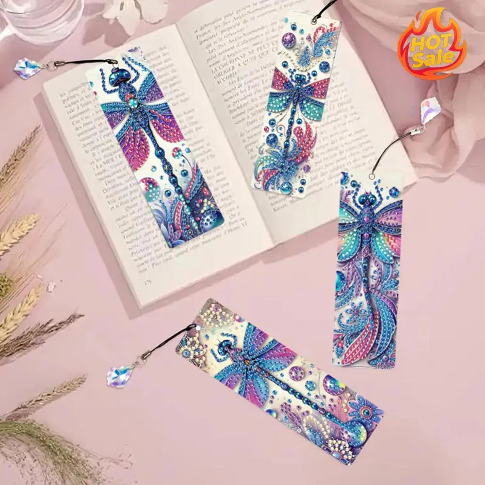 4Pcs DIY Diamond Painting Bookmark with Pendants Diamond Painting Art Bookmarks for Beginners Ideal Choice for Home Office Use Oasis Select