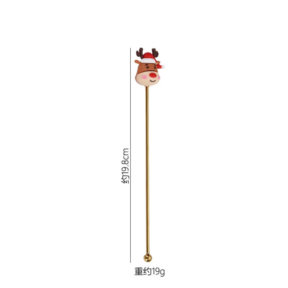 1Pcs Stainless Steel Stirring Sticks Christmas Decorative Drink Stirrers for Coffee Tea and Cocktail for Party and Bar Use Oasis Select Elk