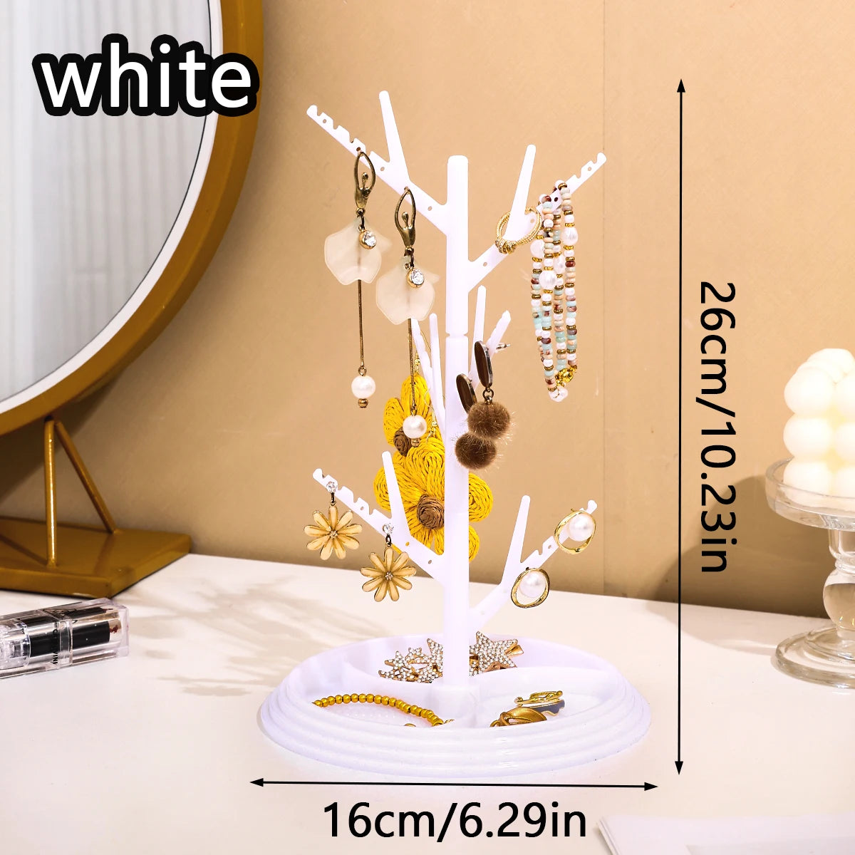 1pc detachable jewelry storage rack plastic creative tree shaped decoration hanging necklace bracelet ring earring organizer Oasis Select white