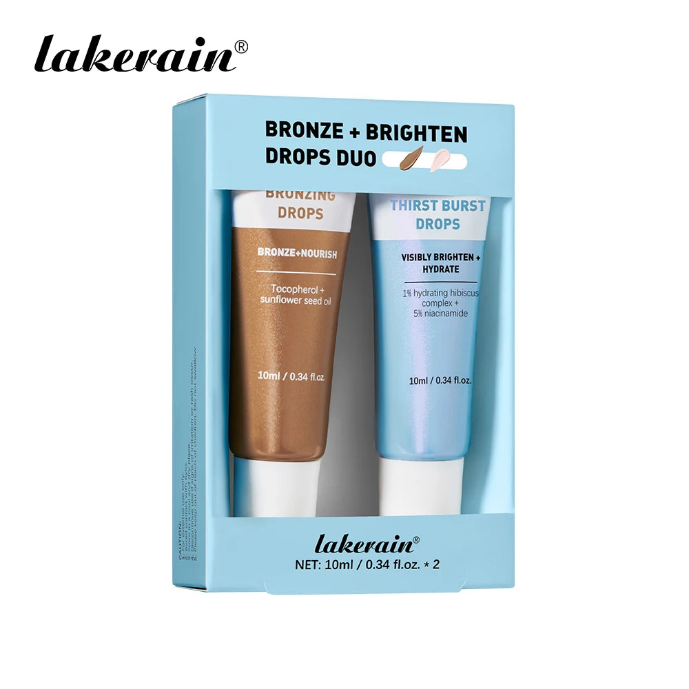 Lakerain Glow & Bronze Serum Travel Kit Nourishing Bronzer Drops Brighten Hydrate Serum Face Body Skincare Travel Combo Makeup Oasis Select Set