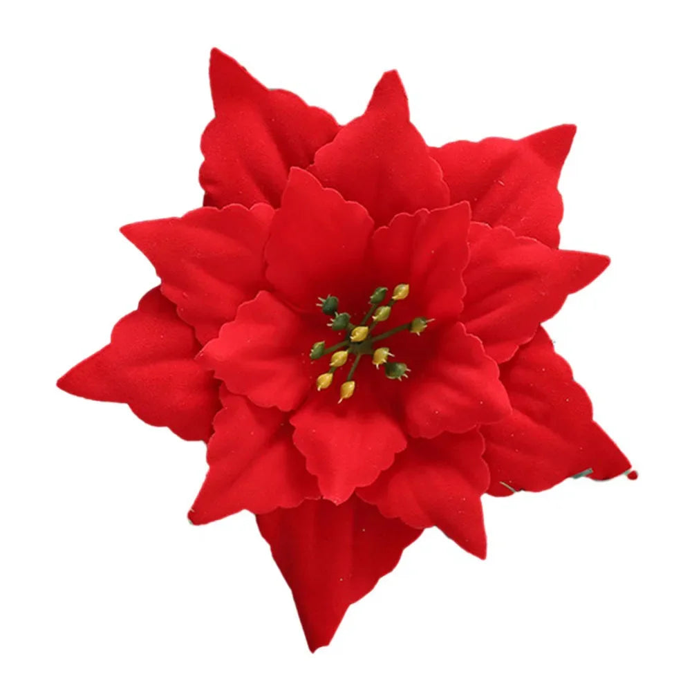 Antique Brass Used For Christmas Trees Hanging Flowers Tree Decoration Glitter Poinsettia Eye Catching Addition Oasis Select wool red China Mainland