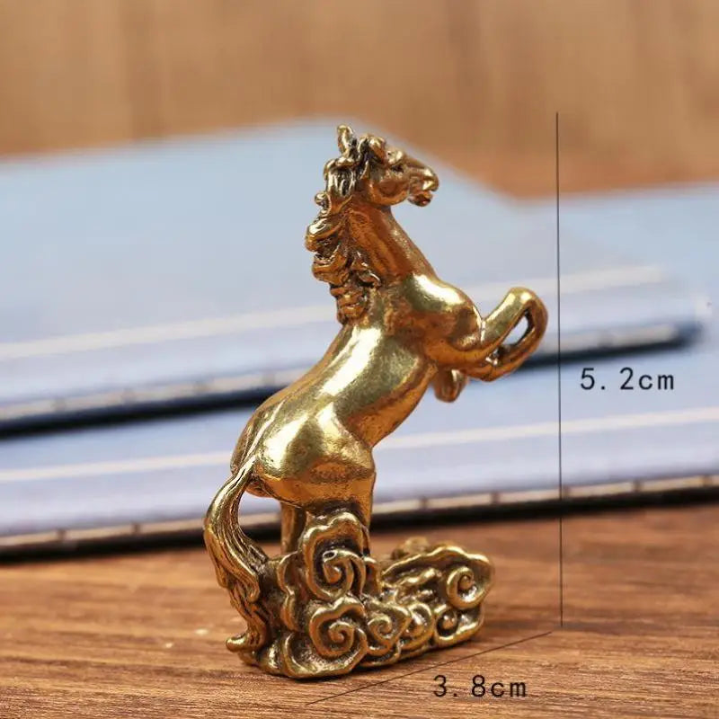 Brass Horse Sculpture Metal Craft Chinese Zodiac Desktop Ornament Living Room Coffee Table Home Decoration Oasis Select A1