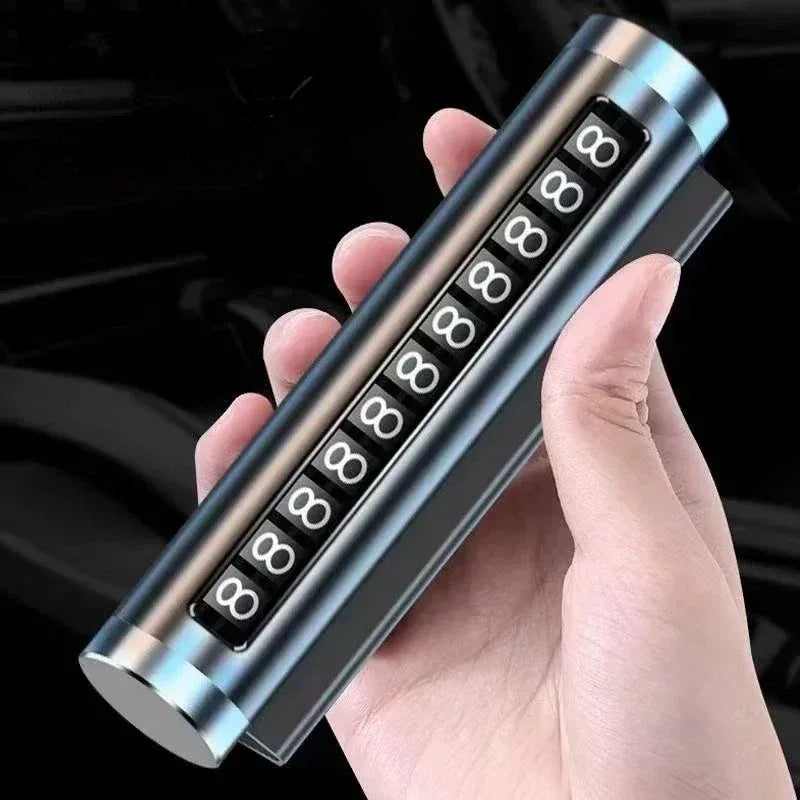 1/2/3pcs Phone Number Plate Temporary Parking Card Aluminum Stickers Rotate Park Stop Metal Car Temporary Parking Card Auto Oasis Select