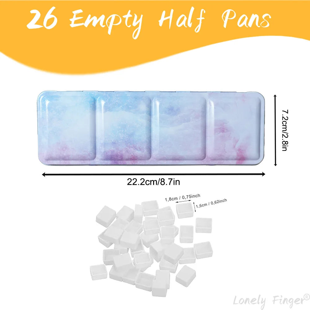Empty Watercolor Palette Mix Set, Metal Watercolor Paint Case with Lid, Paint Box for Travel Gouache Oil Painting Oasis Select Medium