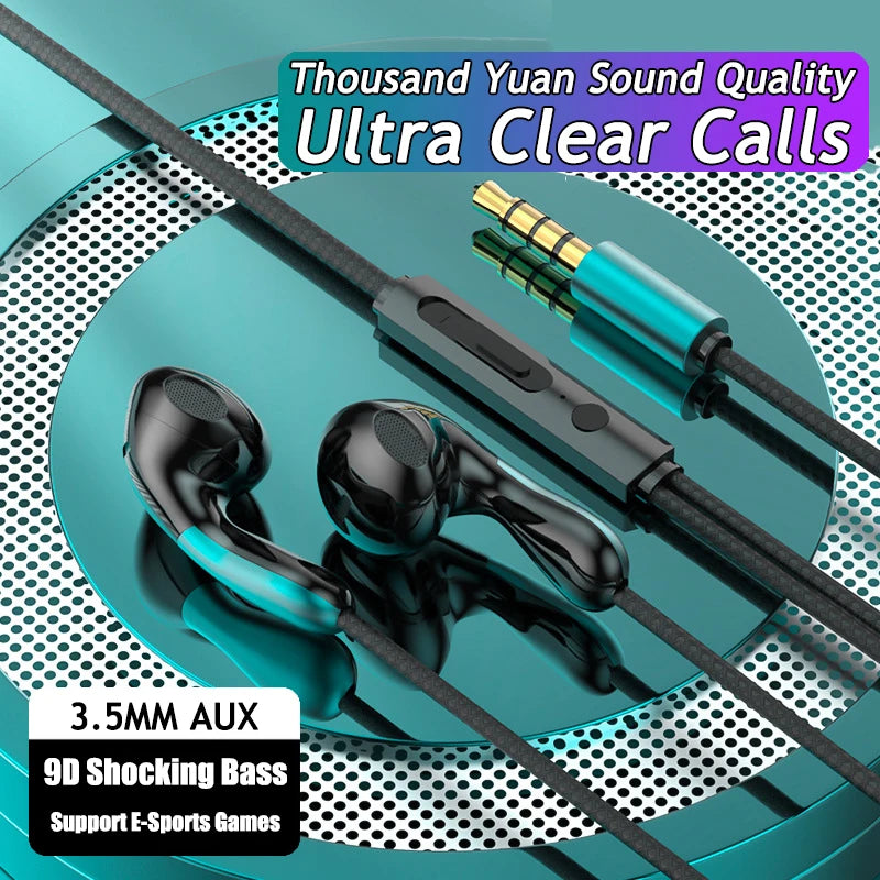 Wired Earphone 3.5mm AUX/Type C HiFi Surround Heavy Bass With MIC In-Ear Game Music Headsets For Samsung Huawei Xiaomi iPad PC Oasis Select 3.5MM AUX Green