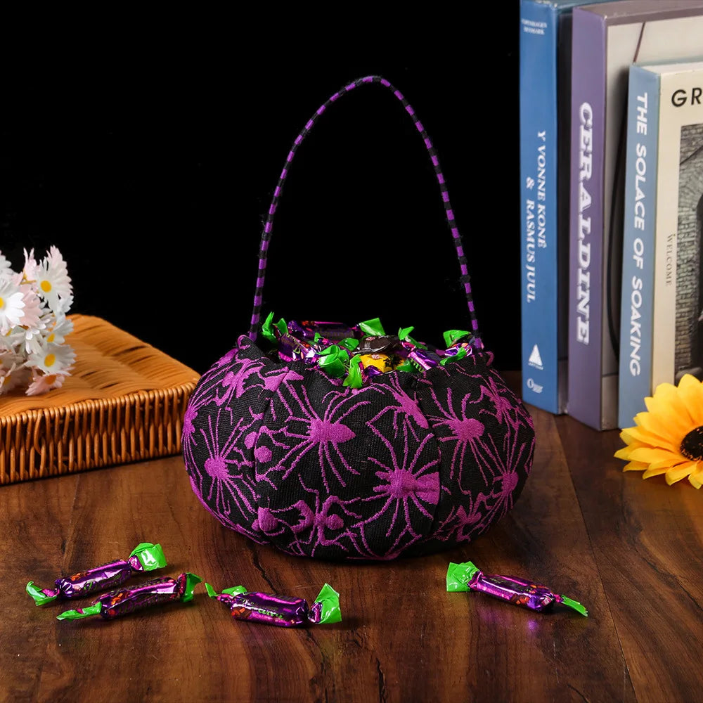 Halloween Trick-or-Treat Bag Pumpkin Bat Spider Skull Head Kids Candy Bucket Goodie Bags Suitable Multi Function Handle Basket Oasis Select Spider other