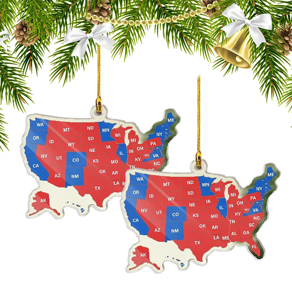 3-Pack 2024 US Election Map Acrylic Christmas Ornaments Christmas Ornament Set Oasis Select