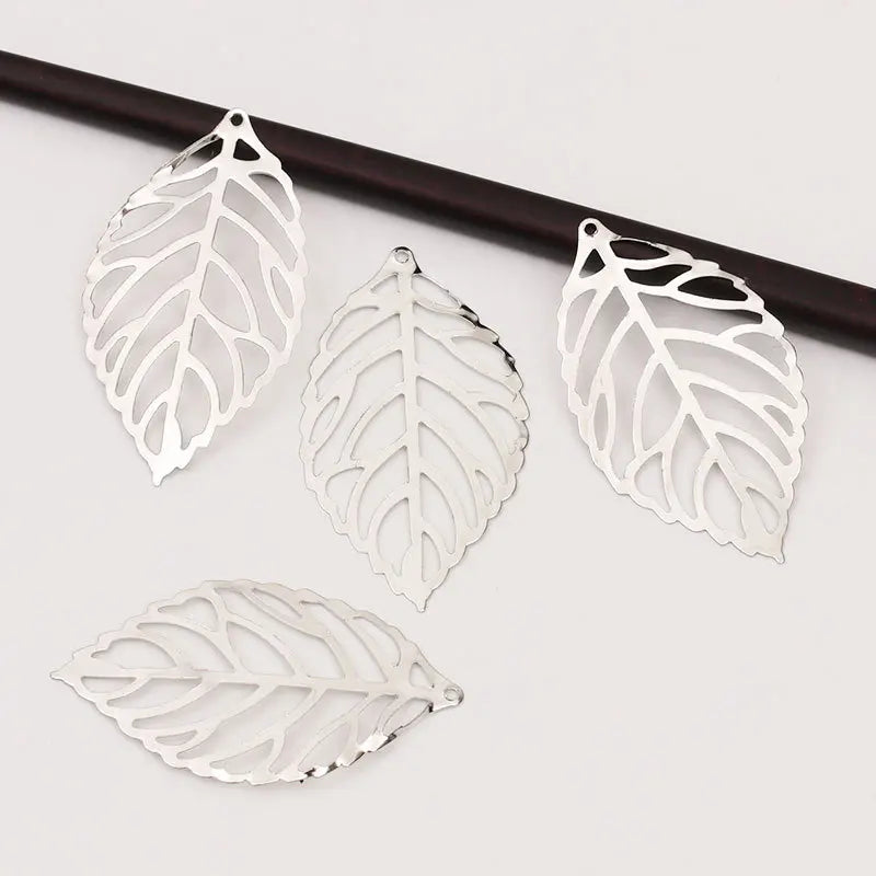50pcs 3 Size Hollow Gold Tree Leaf Charms Pendants Beads for DIY Necklace Bracelet Jewelry Making Findings Oasis Select