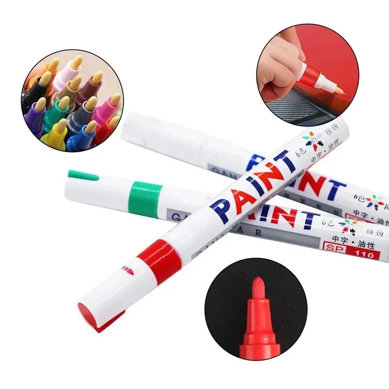 1/3PCS Car Paint Pen Waterproof Car Wheel Tire Oily Painting Mark Pen Auto Rubber Tyre Tread CD Metal Permanent Paint Marker Oasis Select