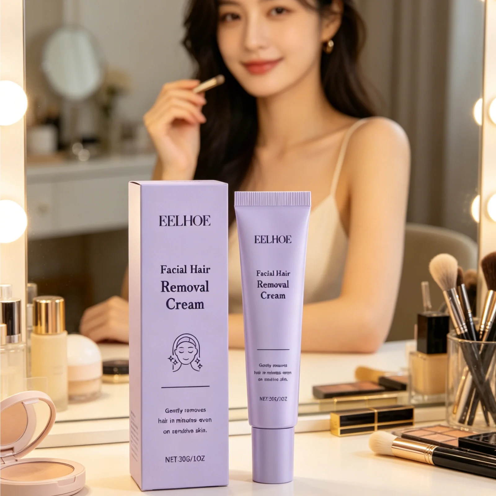 EELHOE Facial Hair Removal Cream – Painless & Gentle Facial Depilatory Cream Oasis Select