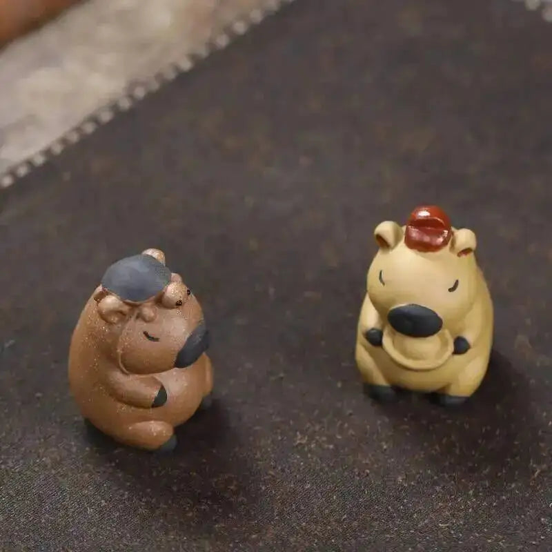 Zisha Tea Pet Animal Healing Cute Adorable Yuanbao Capybara Small Ornament Turtle Decoration Чаепитие Oasis Select
