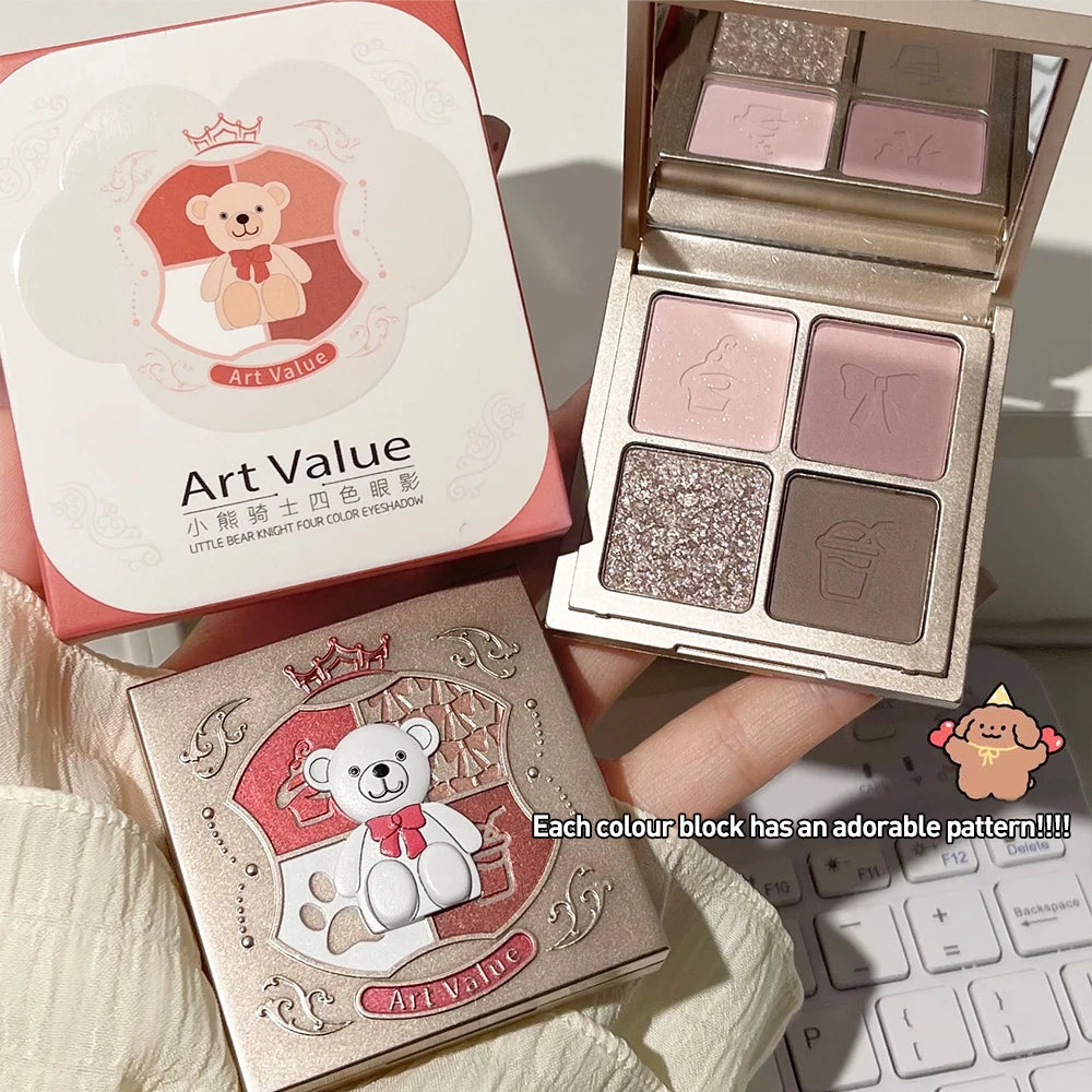 Art Value 4-Color Glitter & Nude Eyeshadow Palette | Long Lasting
