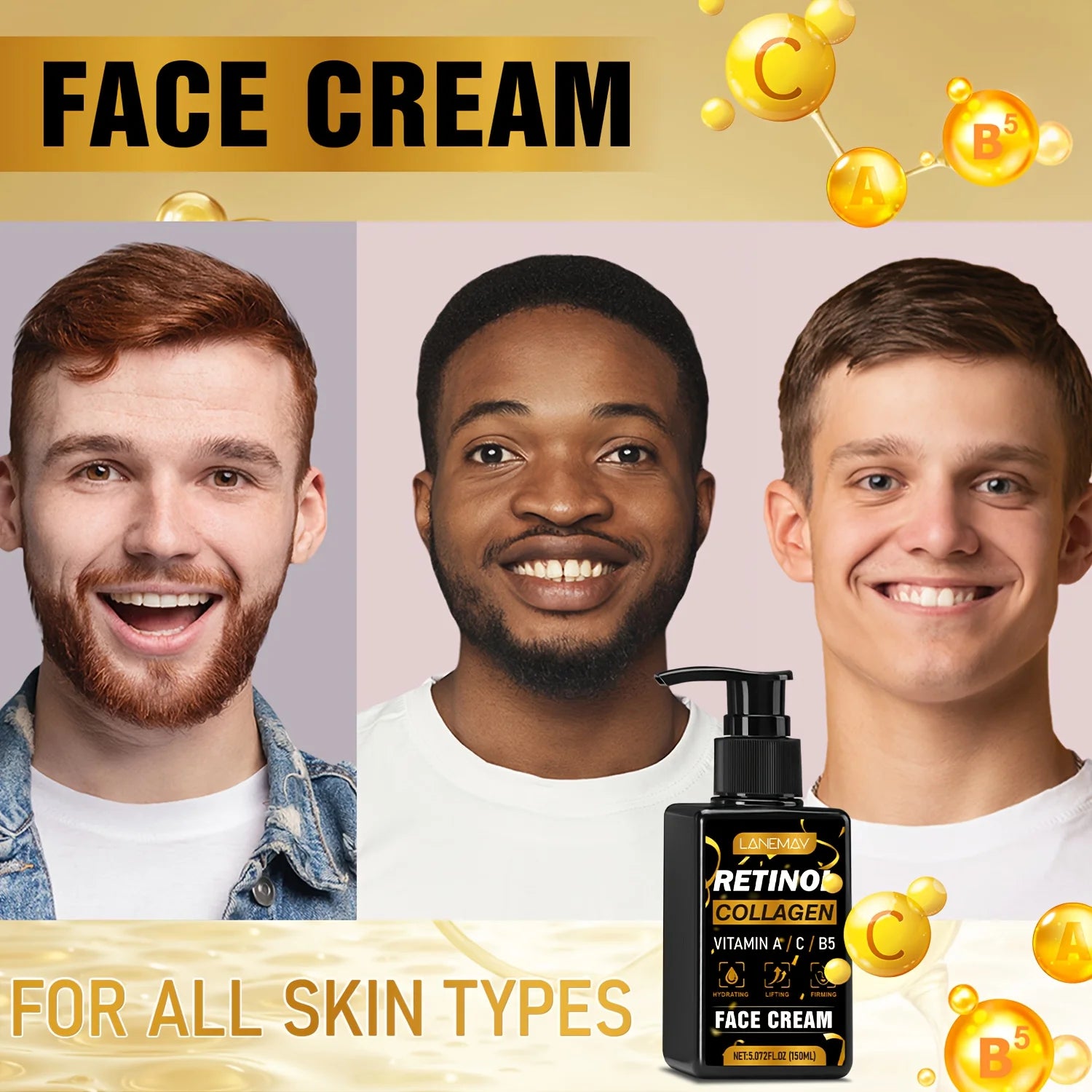 Men's Retinol Face Cream – Vitamin A & C, Hydrating & Firming Men's Face Moisturizer Oasis Select