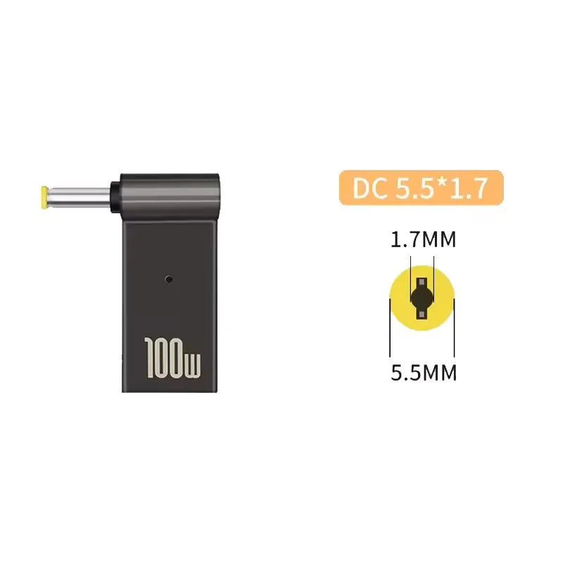 100W USB-C to DC Laptop Charger Adapter for Dell HP Asus Lenovo USB-C Laptop Adapter Oasis Select 5.5-1.7mm