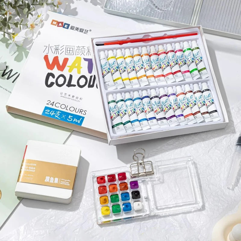 Travel Watercolor Paint Palette Set, Mini Pocket Artist Painting Kit, Portable Art Supplies for Painters, Artists & Students Oasis Select