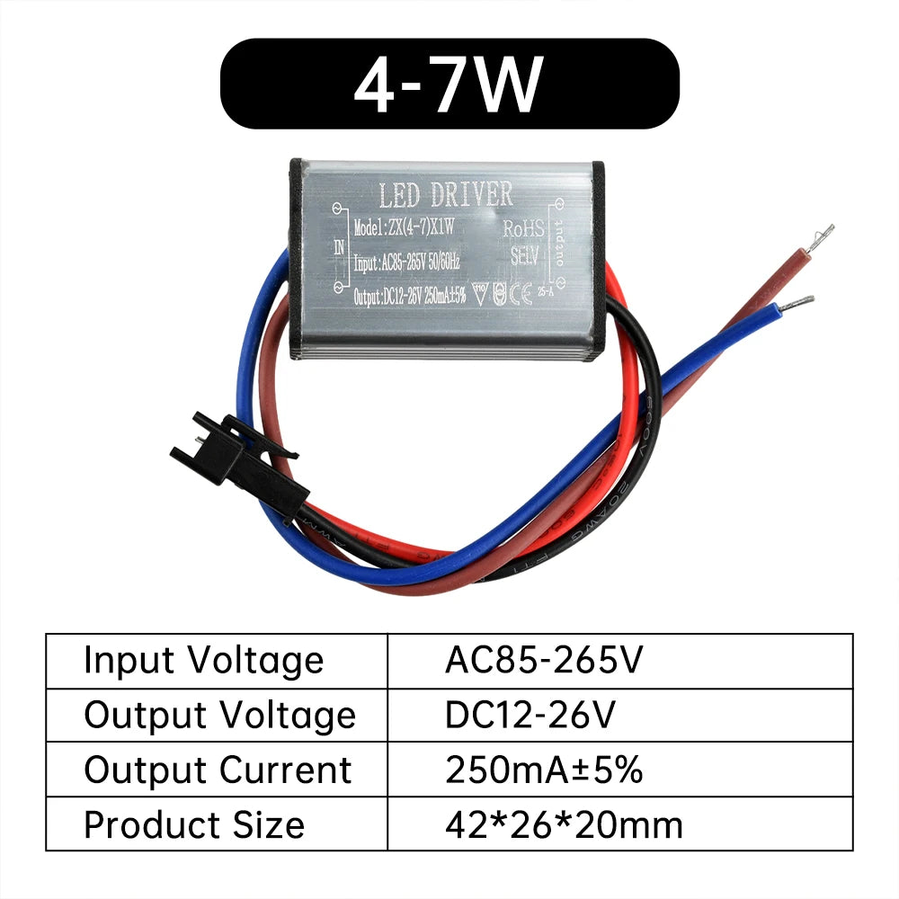LED Driver Ballast AC85-265V 1-24W 250MA Adapter Transformer Lighting Transformers For Outdoor Waterproof Wall Lamp Floodlight Oasis Select 4-7W