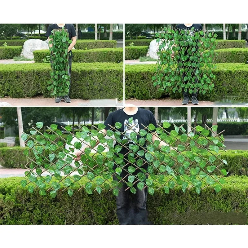 Artificial Garden Retractable Fence, Expandable Faux Green Leaf Screen Panels, Rattan Outdoor Hedge Vines, Climbing Frame Decor Oasis Select