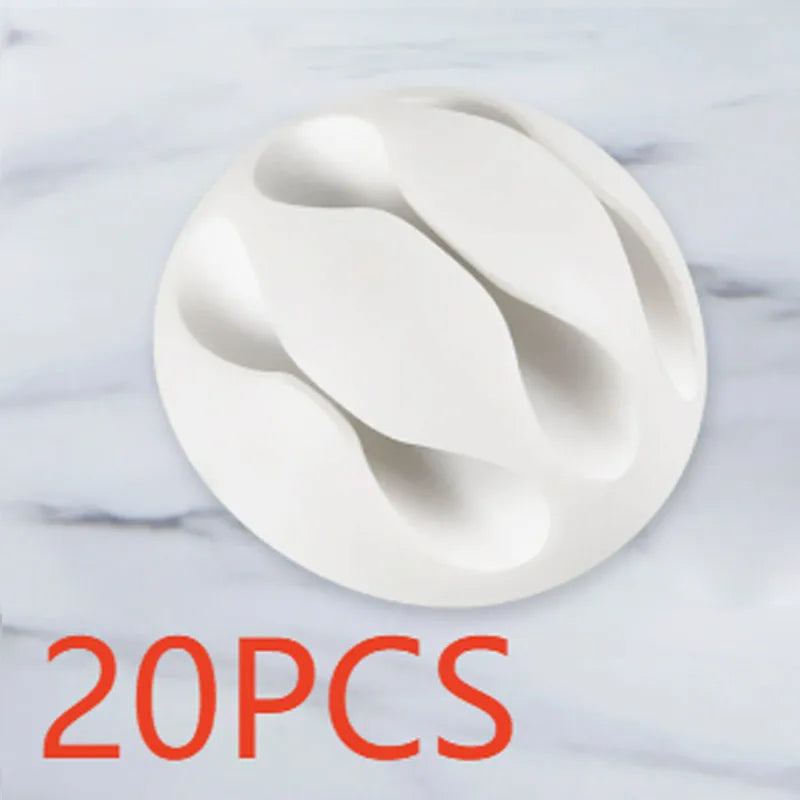 Simple 3-slot charging cable clip 4Pcs/10PCS/20PCS desktop cable wrapper, self-adhesive USB cable clip, mouse cable organizer Oasis Select 20pcs White