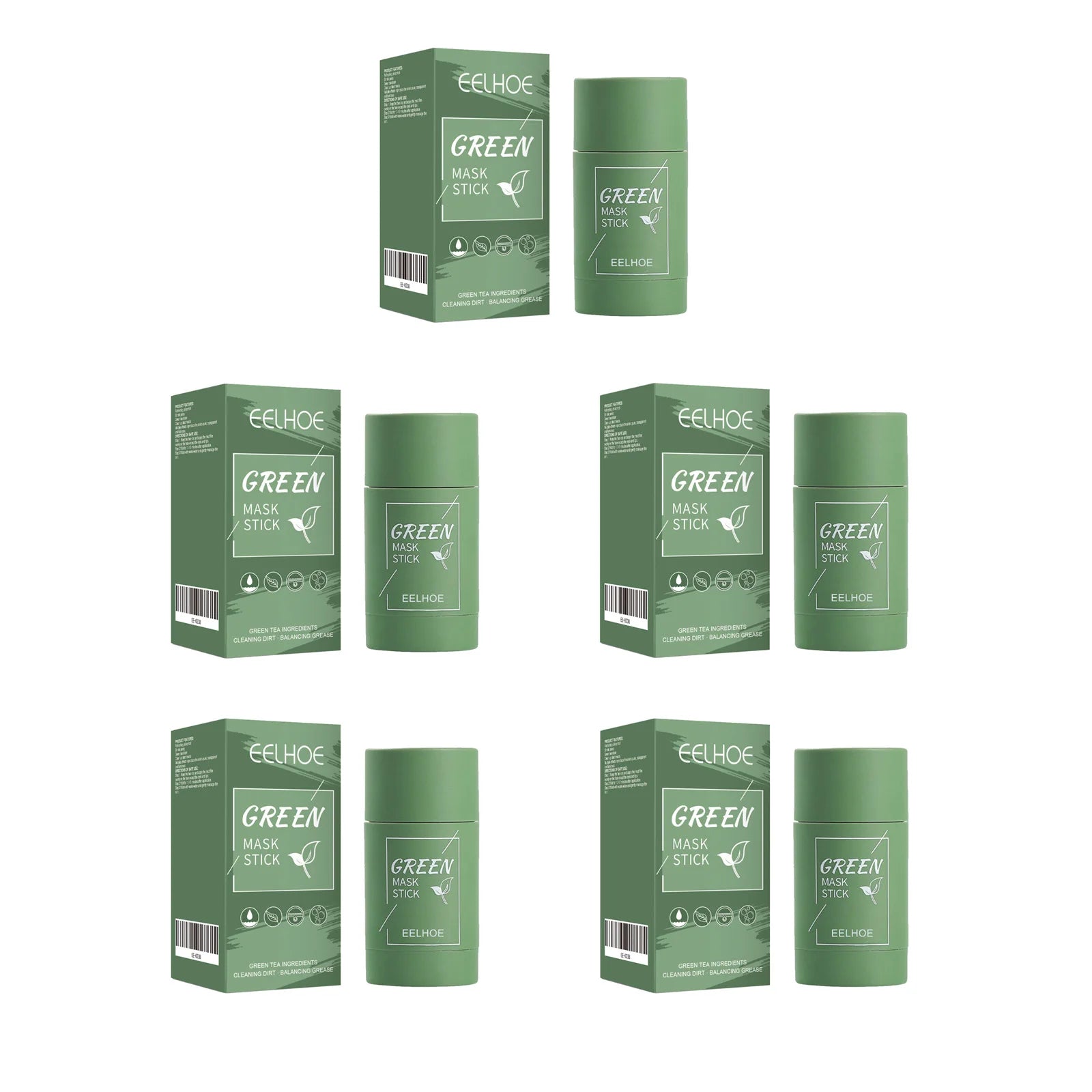 Green Tea Solid Cleansing Mask Stick – Pores & Blackheads Clay Face Mask Stick Oasis Select 5 x x 40g A