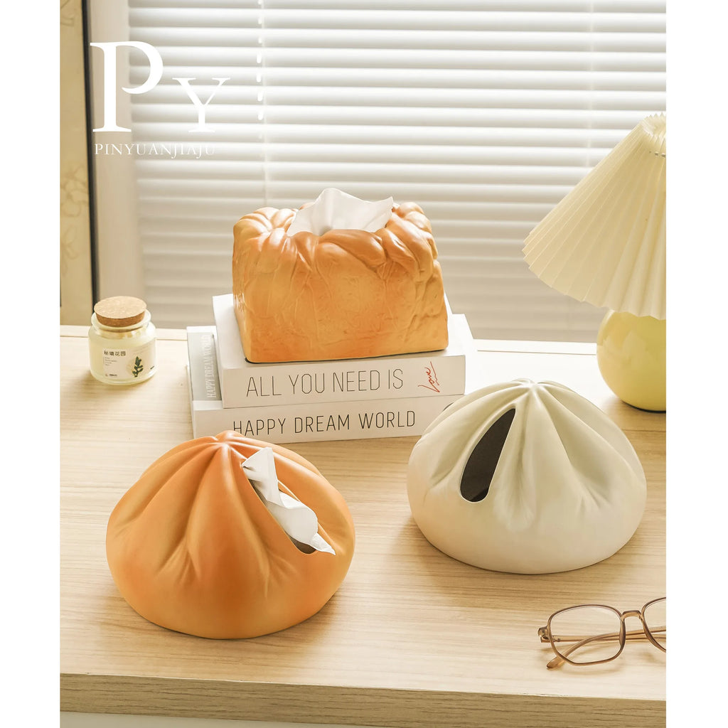 Cream Wind Ins Bread Tissue Box Ceramic Household Living Room Paper Box Toilet Paper Box Desktop Decoration Storage Oasis Select
