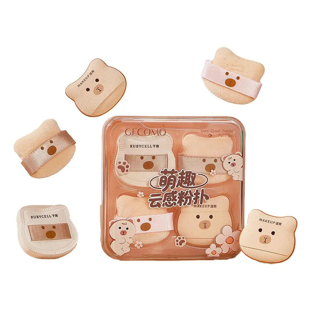 Little Bear Powder Puff Set – Soft Plush Makeup Sponge 5/8Pcs