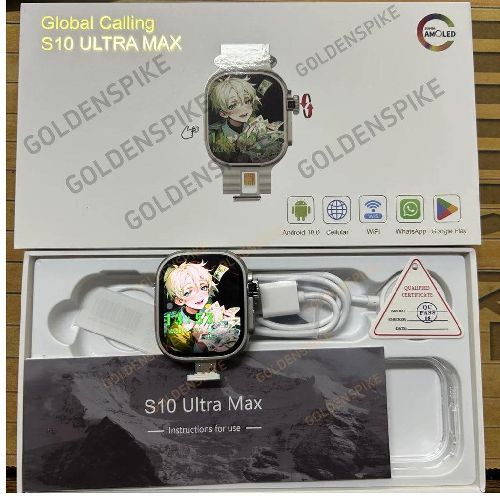 GOLDENSPIKE S10 Ultra MAX 4G Smartwatch Android Smart Watch With 448*528 180° Rotary Camera GPS WIFI Video Call NFC App Download Oasis Select