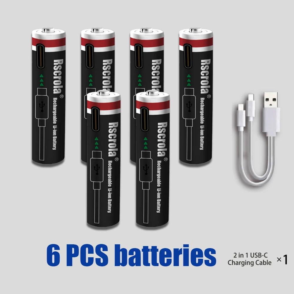 AAA 1.5V 8000mAh Lithium Batteries USB Rechargeable AAA Battery with 4-in-1 USB Cable for Toys Camera Flashlight Oasis Select 6PCS Batteries 1.5V China Mainland