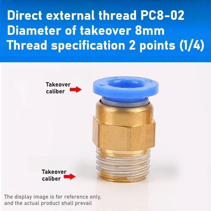 Quick Connector Tracheal Pneumatic PC8-02 Copper External Thread Straight Through Quick Insert Tracheal Connector PC1-03/12-04 Oasis Select PC 8-02 1PCS