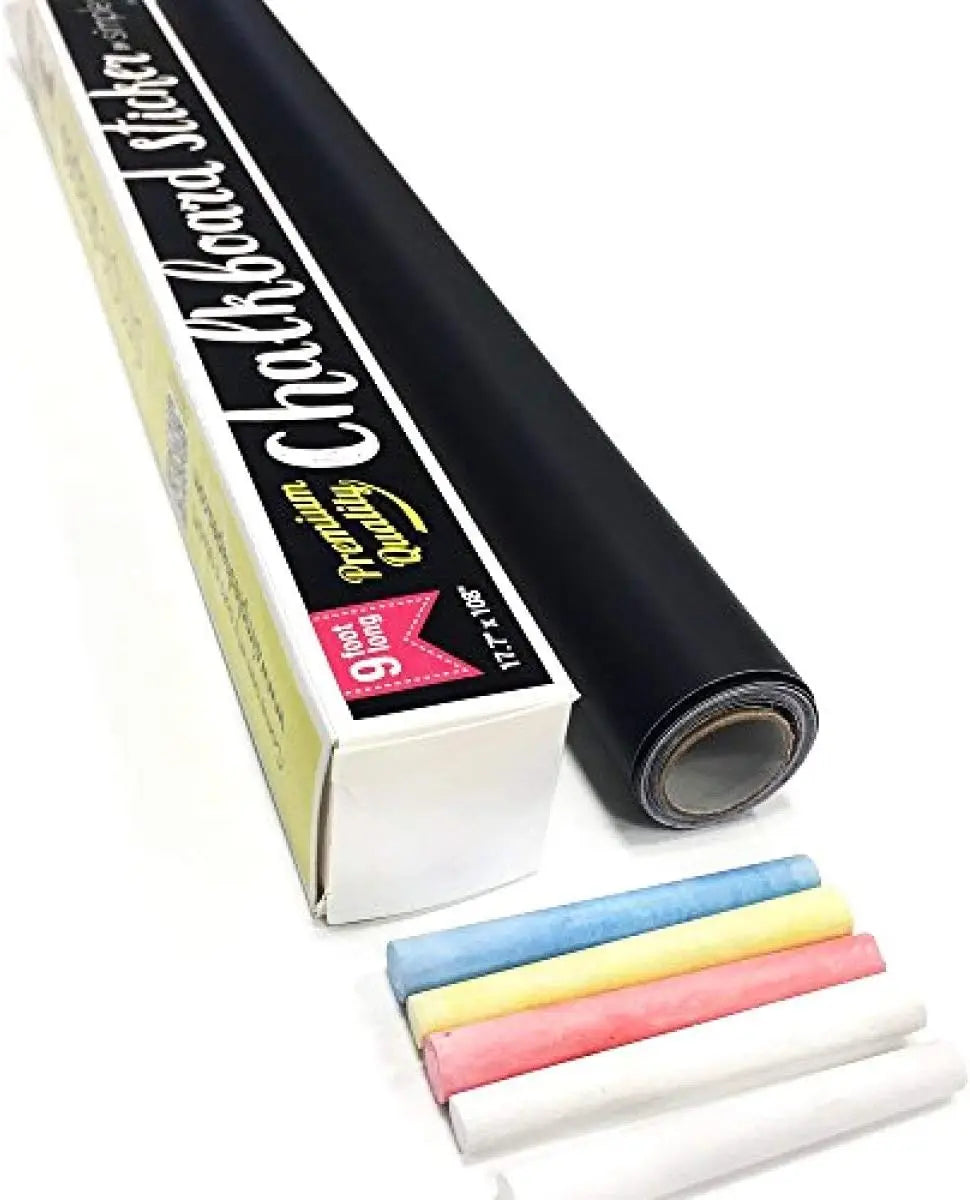 Chalkboard Contact Paper Roll 17.3" x 78.7" Contains 5 Chalks Removable DIY Chalkboard Wall Stickers, Black Chalkboard Stickers Oasis Select