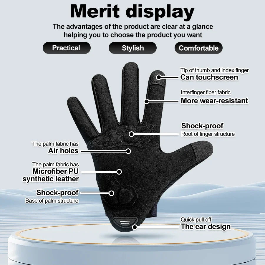 X-TIGER Cycling Gloves Full Finger Touch Screen Shock Absorption Non-slip Gloves Men's Breathable Pro Bicycle Motorcycle Gloves Oasis Select