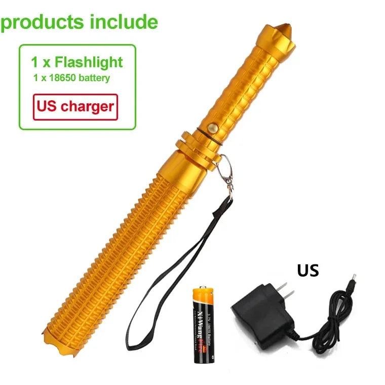 KDULIT Wolf Tooth Stick Flashlight Strong Light Charging Outdoor Super Bright Multi Functional Telescopic Self Defense Window Oasis Select US with Battery