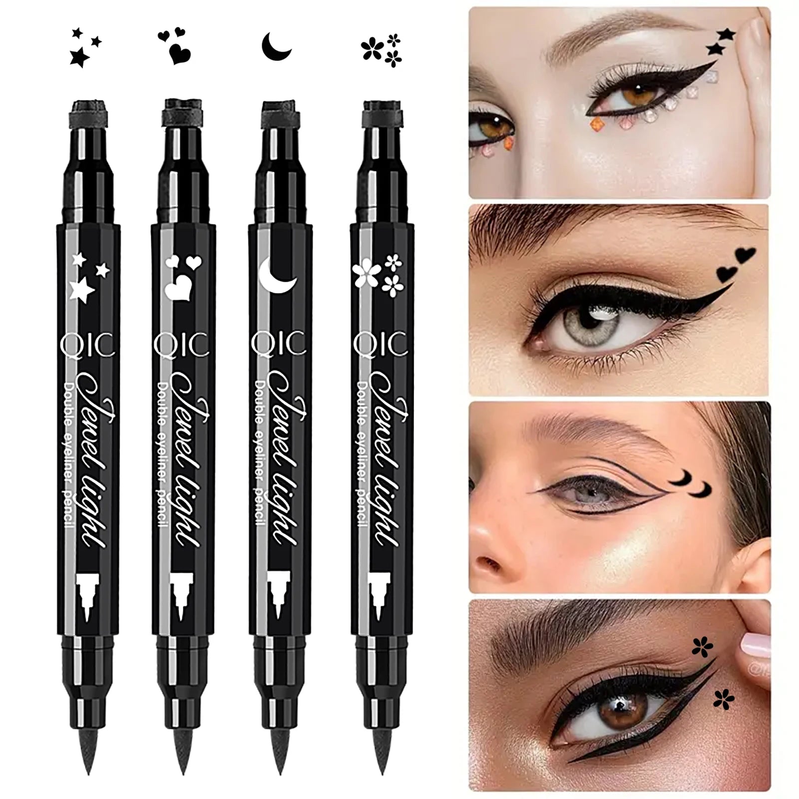 QIC Dual-Tip Stamp Eyeliner Pen – Heart, Moon & Star